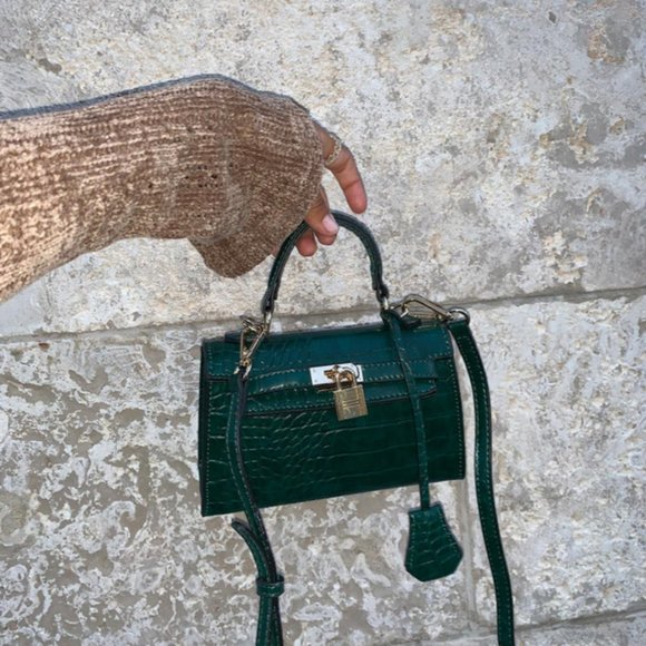Mini Top Handle Bag Green Croc - Picture 2 of 2